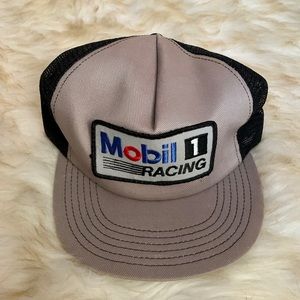 New Vintage Trucker Hat Patch Mobil 1 Racing Gray